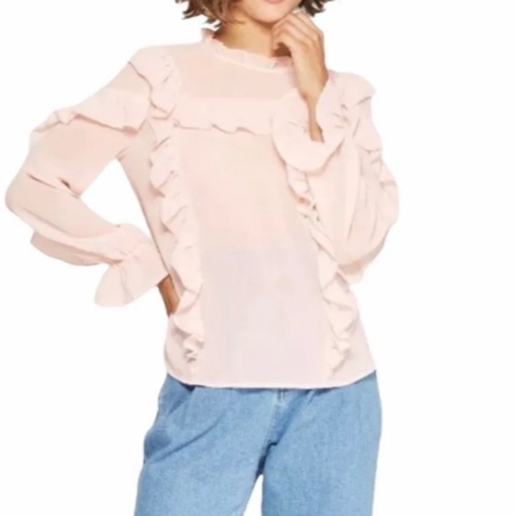Blouse Peach ruffles - Picture 1 of 6